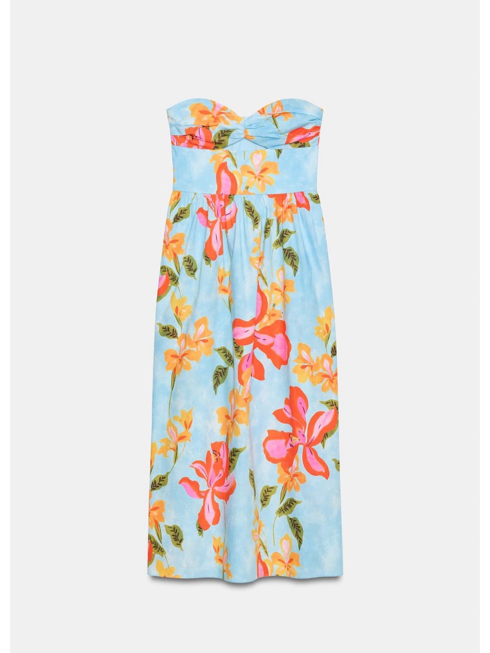Zara Floral Strapless Midi Dress